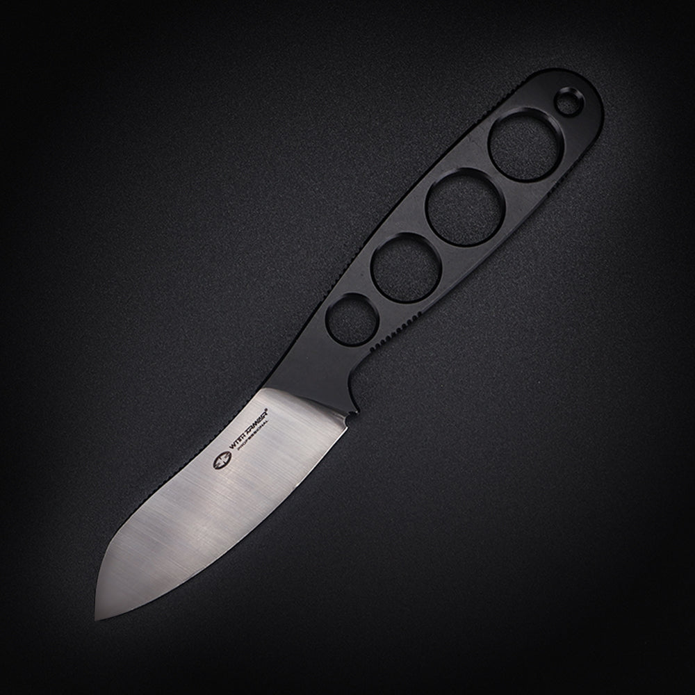 NakedMuk-BK| HEAVY DUTY NECK & OUTDOOR FIXED BLADE KNIFE |  Full Tang AUS-8 | Scandi Grinding