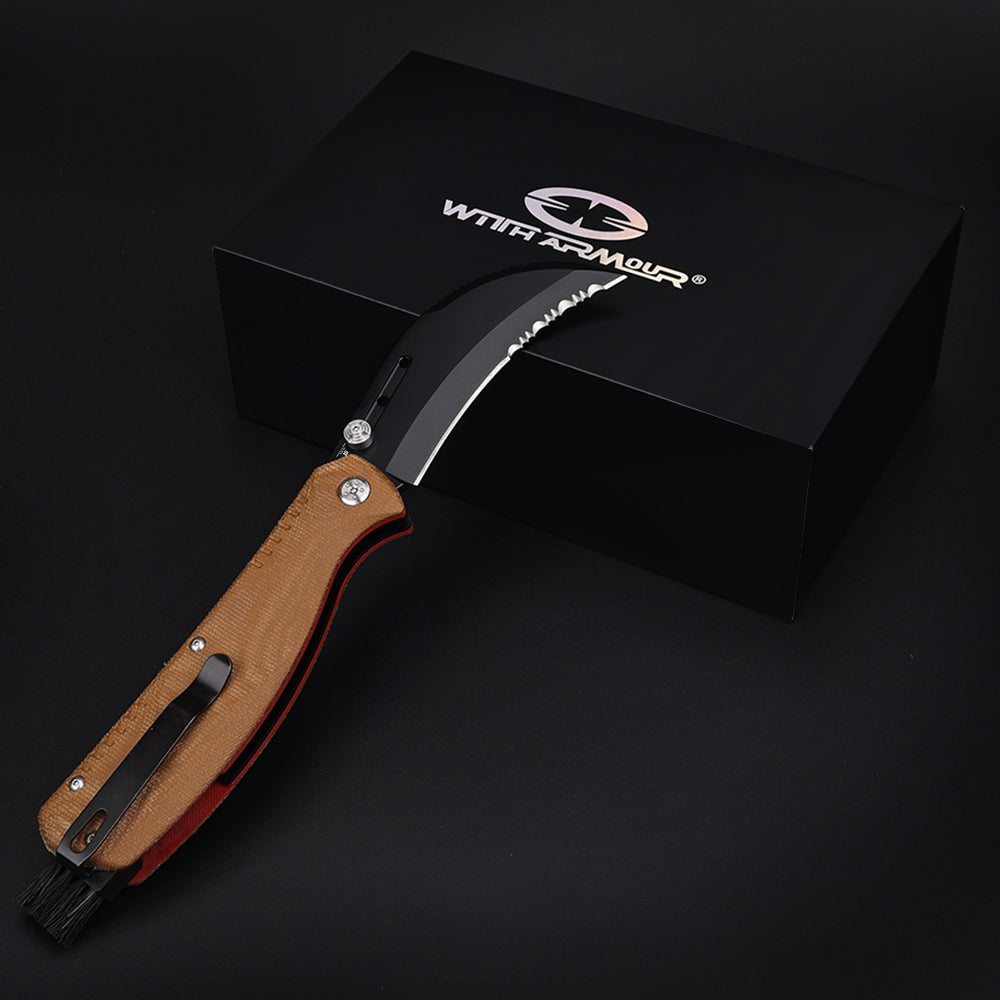 Porcini-TN| HEAVY DUTY TCAMPING SLIP-JOINT & PIN-LOCK MUSHROOM FOLDING KNIFE | VG10|  Scandi Grinding