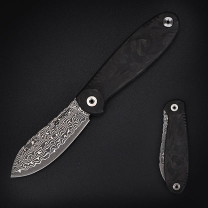 FoldMuk²F-CFDM | HQ EDC SLIP-JOINT FOLDING NECK KNIFE FOR COLLECTION | Damascus （430/431 S.Steel）& VG10 Core