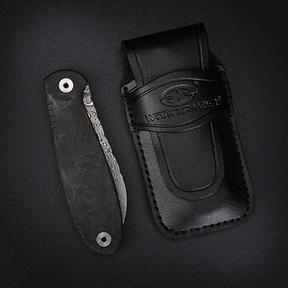 FoldMuk²F-CFDM | HQ EDC SLIP-JOINT FOLDING NECK KNIFE FOR COLLECTION | Damascus （430/431 S.Steel）& VG10 Core