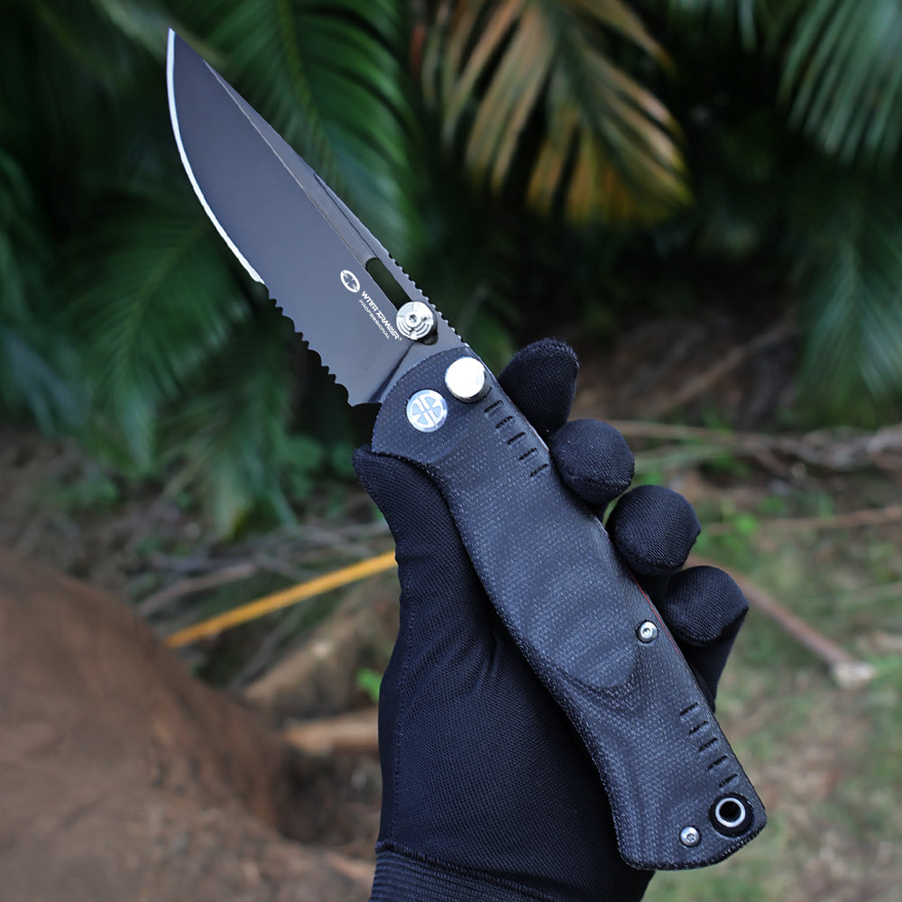 MercenaryF-BK | HEAVY DUTY SLIP-JOINT & PIN-LOCK FOLDING TACTICAL KNIFE | 12C27 Steel