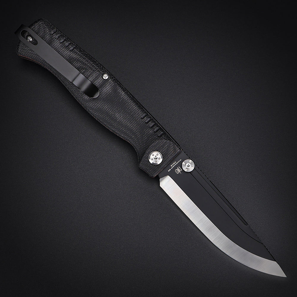 WoodlandsF-BG| HEAVY DUTY TACTICAL SLIP-JOINT & PIN-LOCK FOLDING KNIFE | VG10 | Scandi Grinding