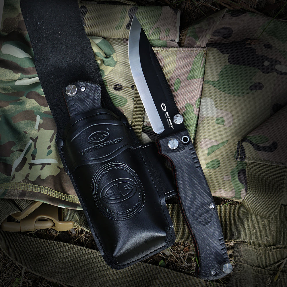 WoodlandsF-BG| HEAVY DUTY TACTICAL SLIP-JOINT & PIN-LOCK FOLDING KNIFE | VG10 | Scandi Grinding