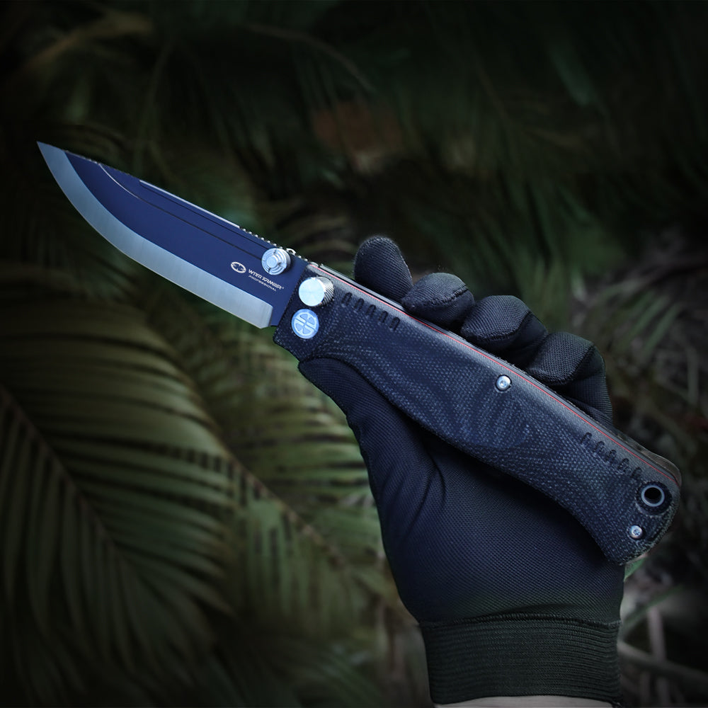 WoodlandsF-BG| HEAVY DUTY TACTICAL SLIP-JOINT & PIN-LOCK FOLDING KNIFE | VG10 | Scandi Grinding