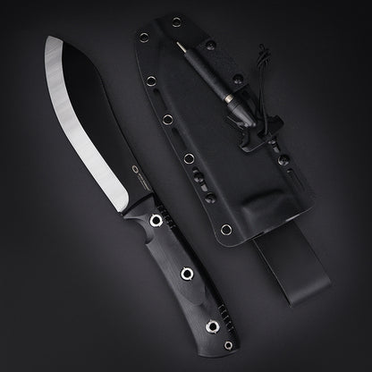 BigMuk-BK | HEAVY DUTY MIN MACHETE &  FIXED BLADE TACTICAL KNIFE | 1095 High Carbon Steel | Scandi Grinding