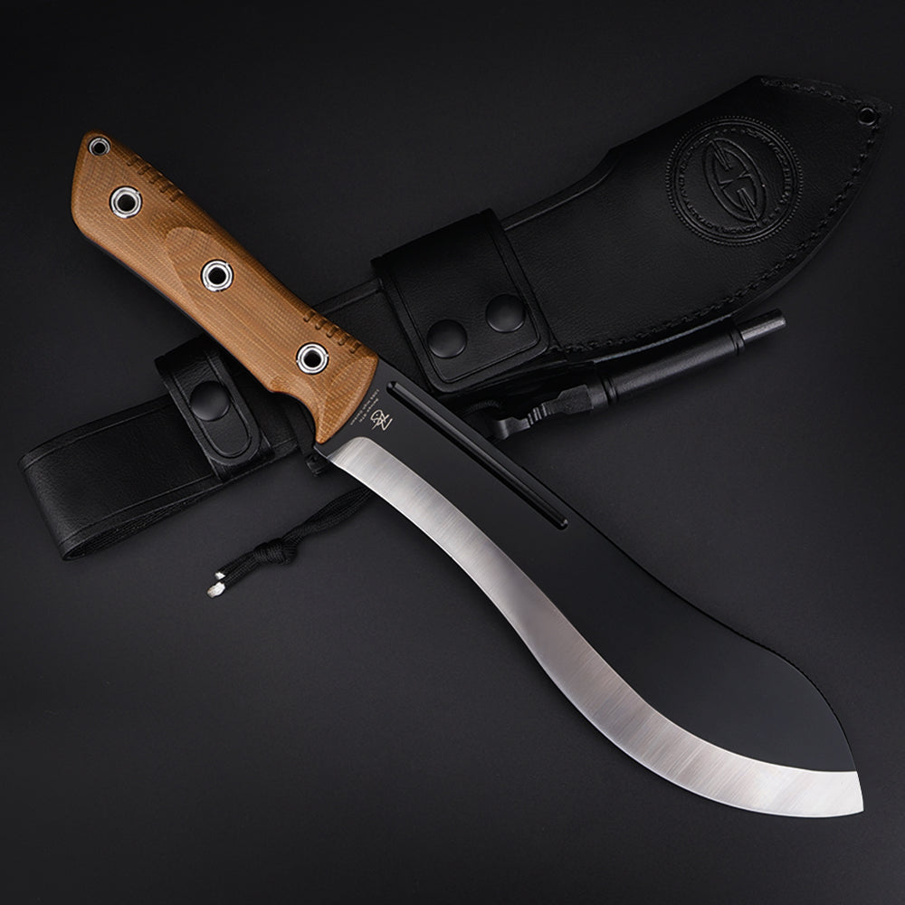 Beluga-STN | HEAVY DUTY SMALL MACHETE & FIXED BLADE OUTDOOR KNIFE | 1095 High Carbon Steel | Scandi Grinding