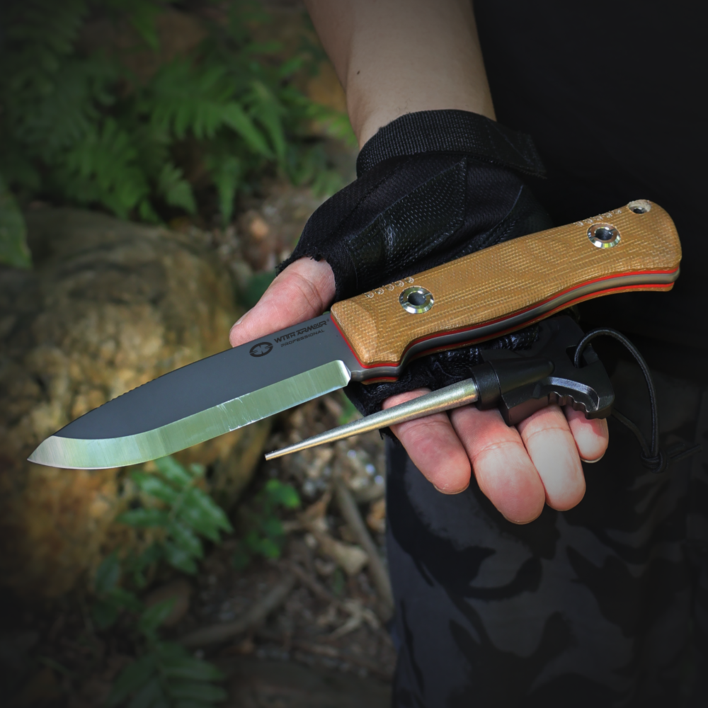 Woodlands-BR | HEAVY DUTY TACTICAL FIXED BLADE KNIFE | VG10 | Scandi Grinding